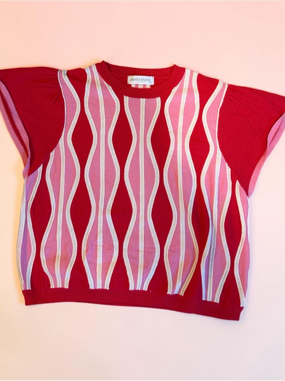 Pants Store Red & Pink Wave Knit Top Size Large
